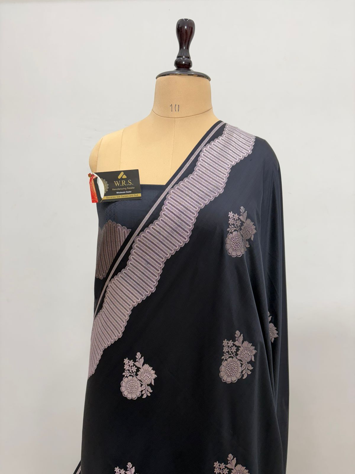 black mushru silk banarasi saree angoori buta