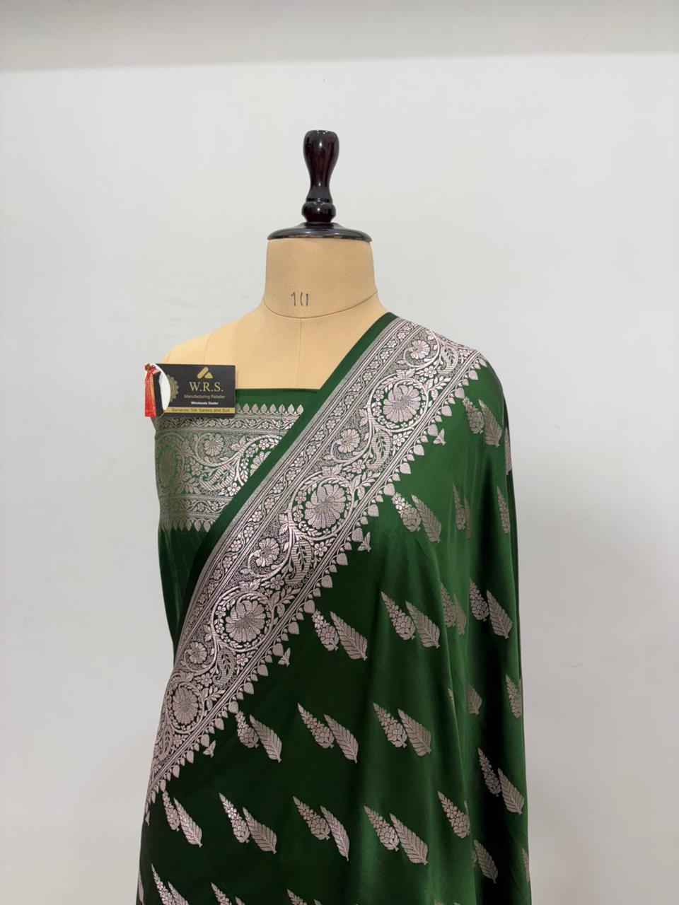 bottal green mushru banarasi silk saree