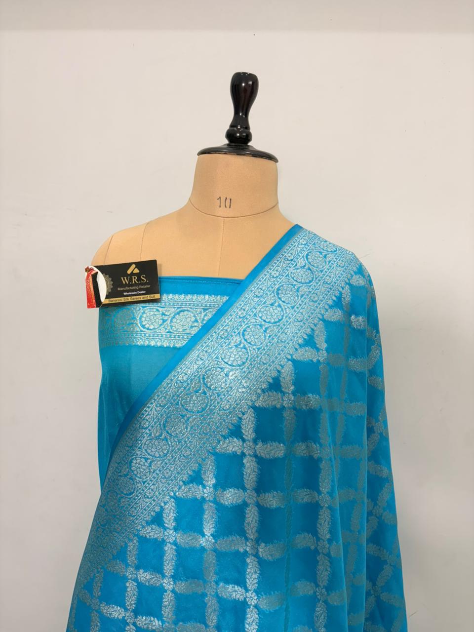 firozi banarasi katan georgutte saree ground jal