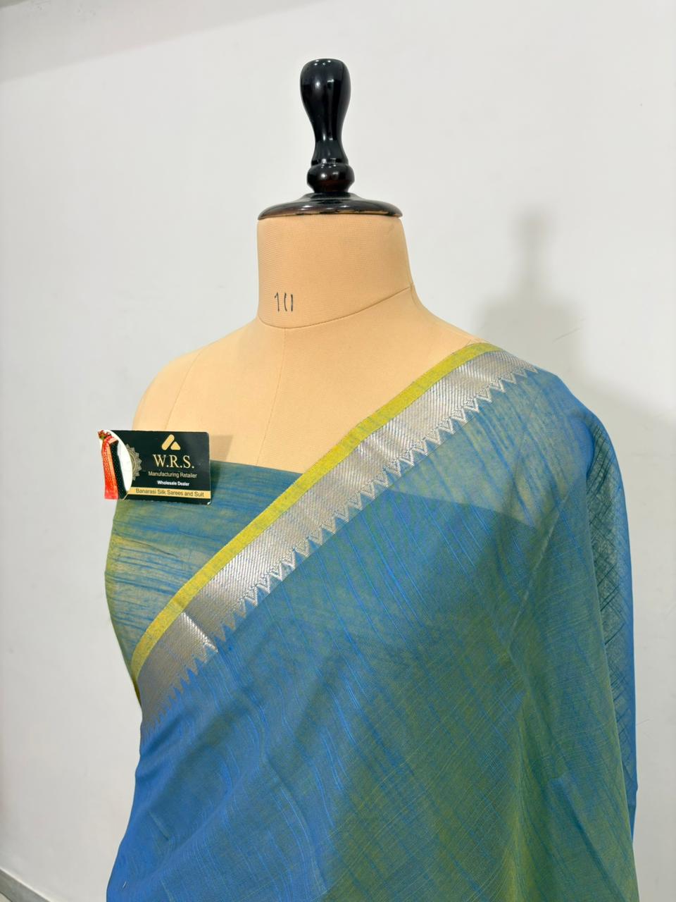 Firozi cotton banarasi silk saree
