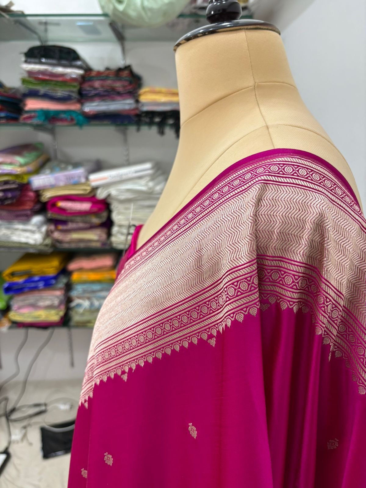 banarasi katan masroom silk rani  buti lite couper zari