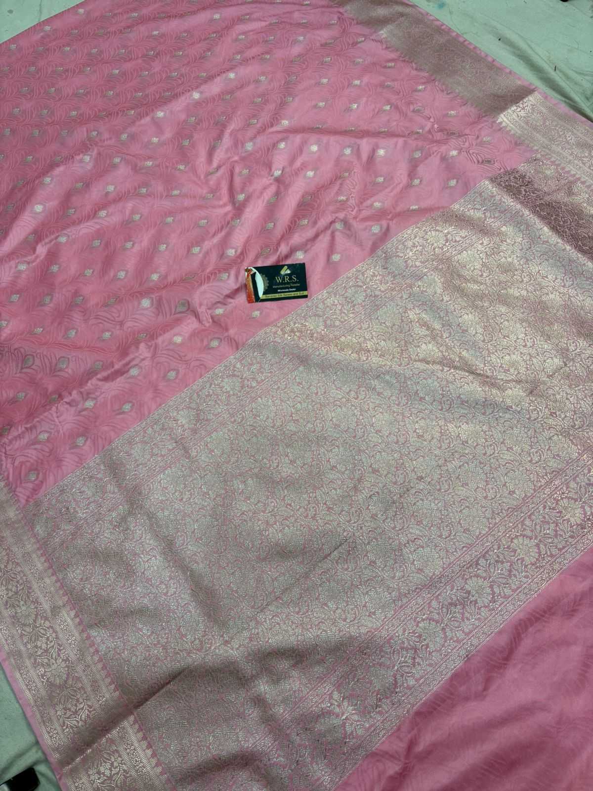 beby pink tussar banarasi silk saree water gold zari