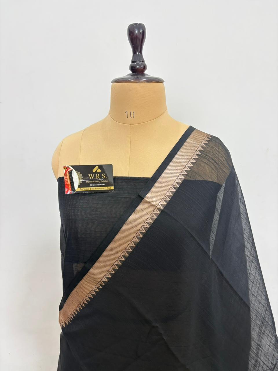 black cotton banarasi silk saree