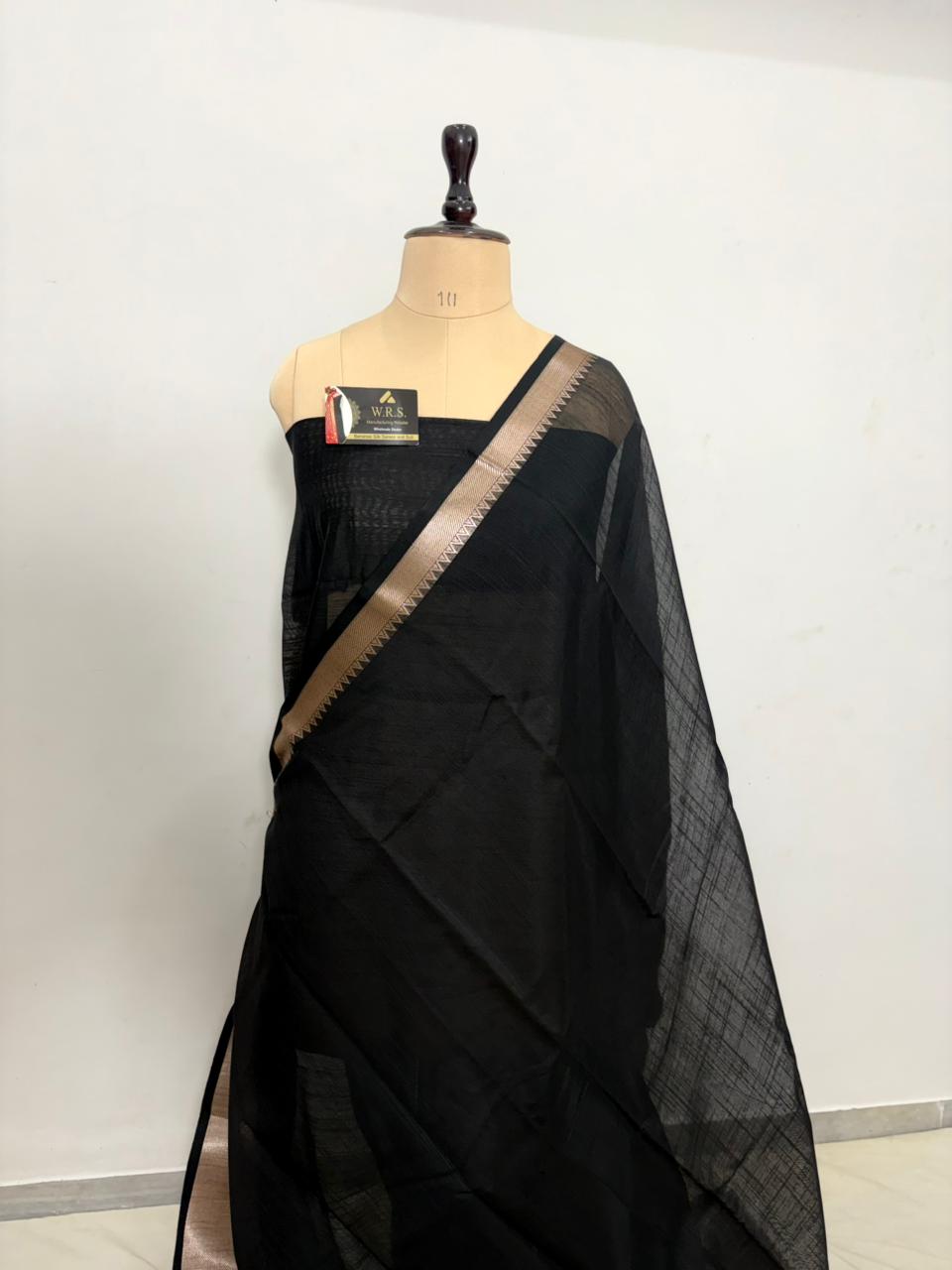 black cotton banarasi silk saree