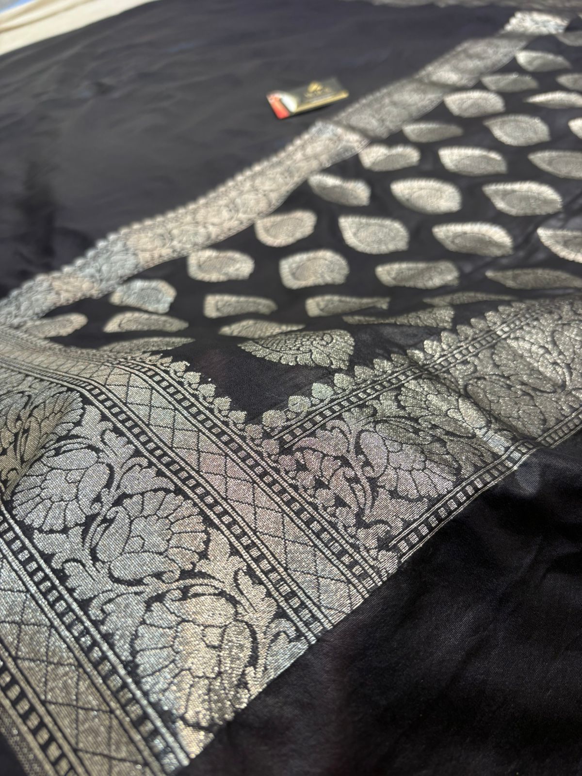 black katan silk saree silver zari