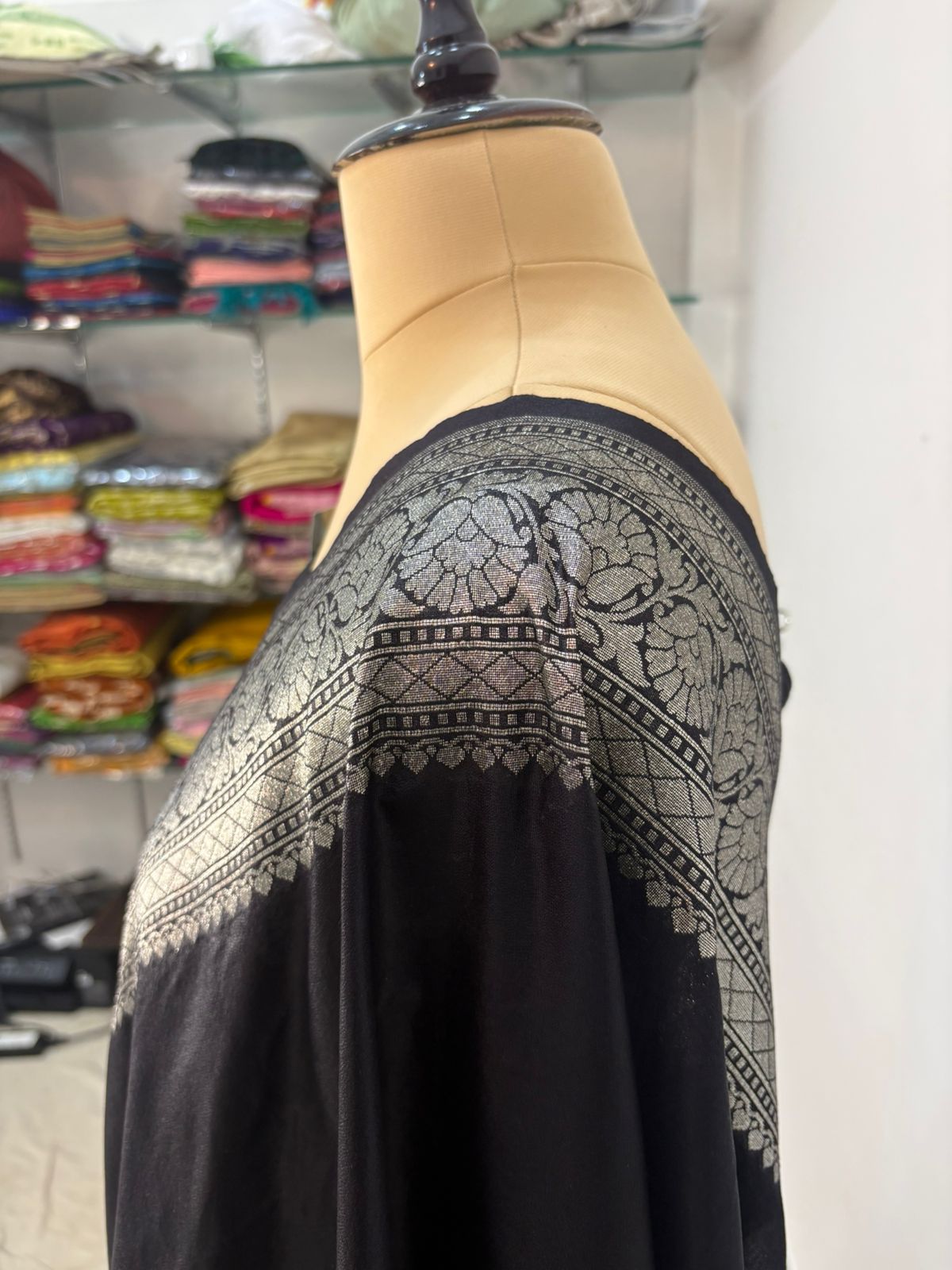 black katan silk saree silver zari