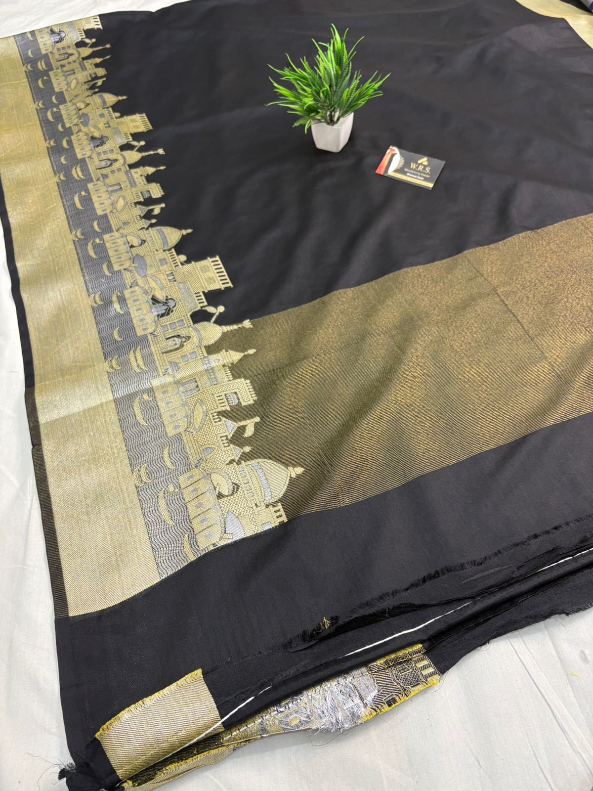 black katan silk shine saree