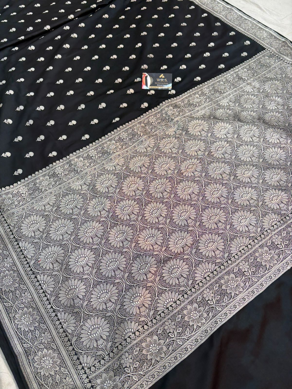 black mushru banarasi soft saree buti