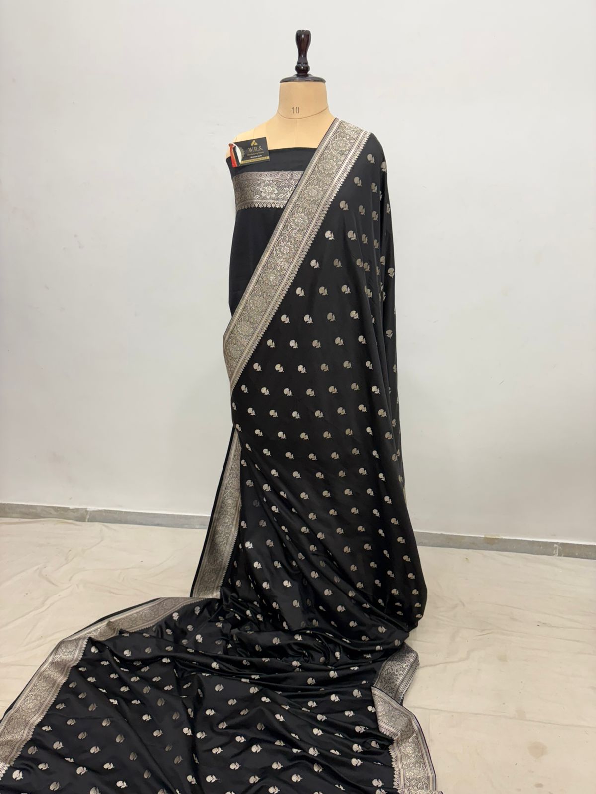 black mushru banarasi soft saree buti