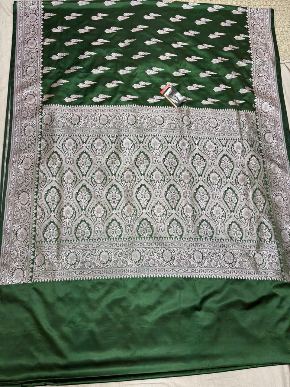 bottal green mushru banarasi silk saree
