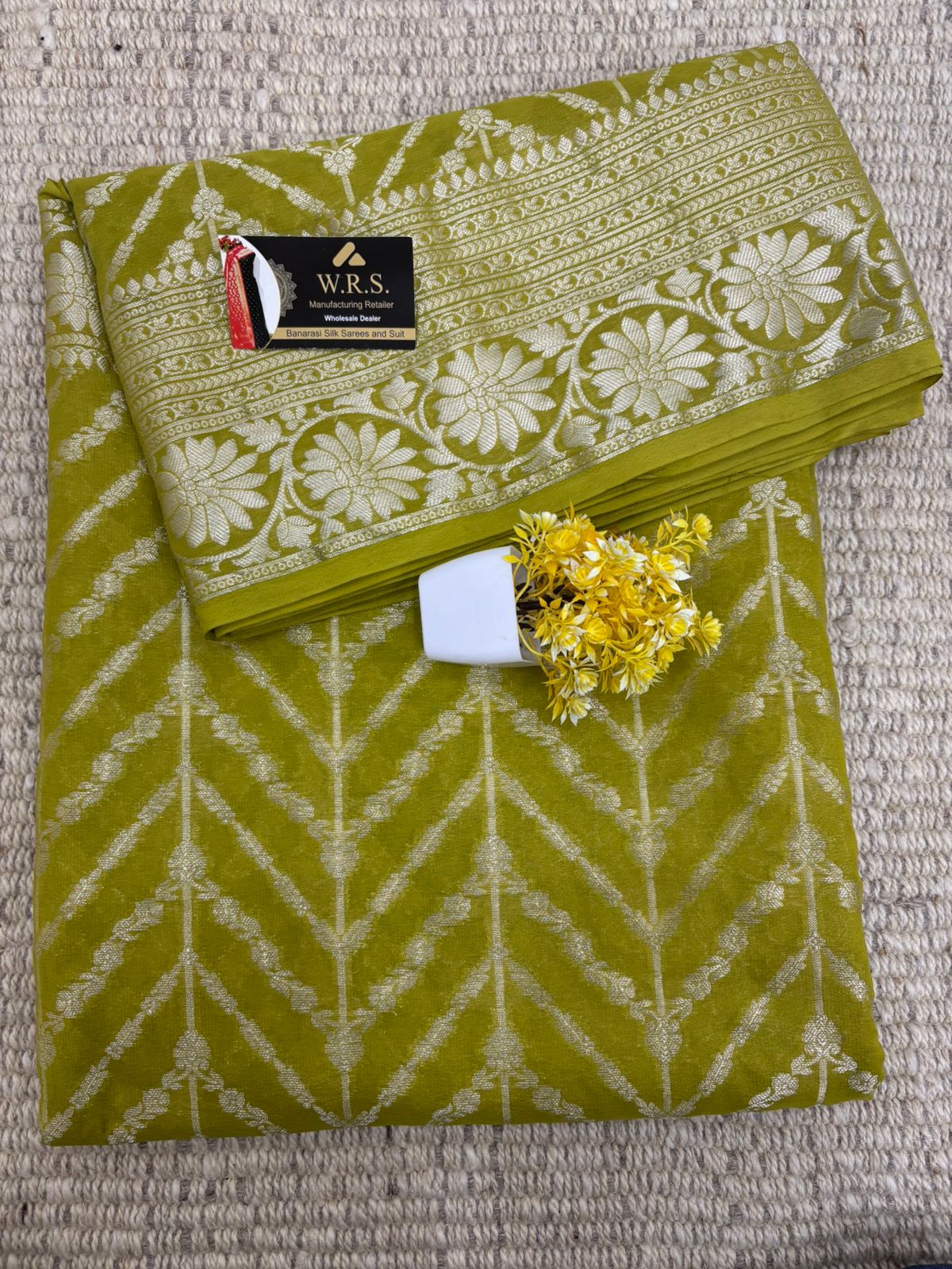 Chiffon banarasi saree gic gec color mehandi