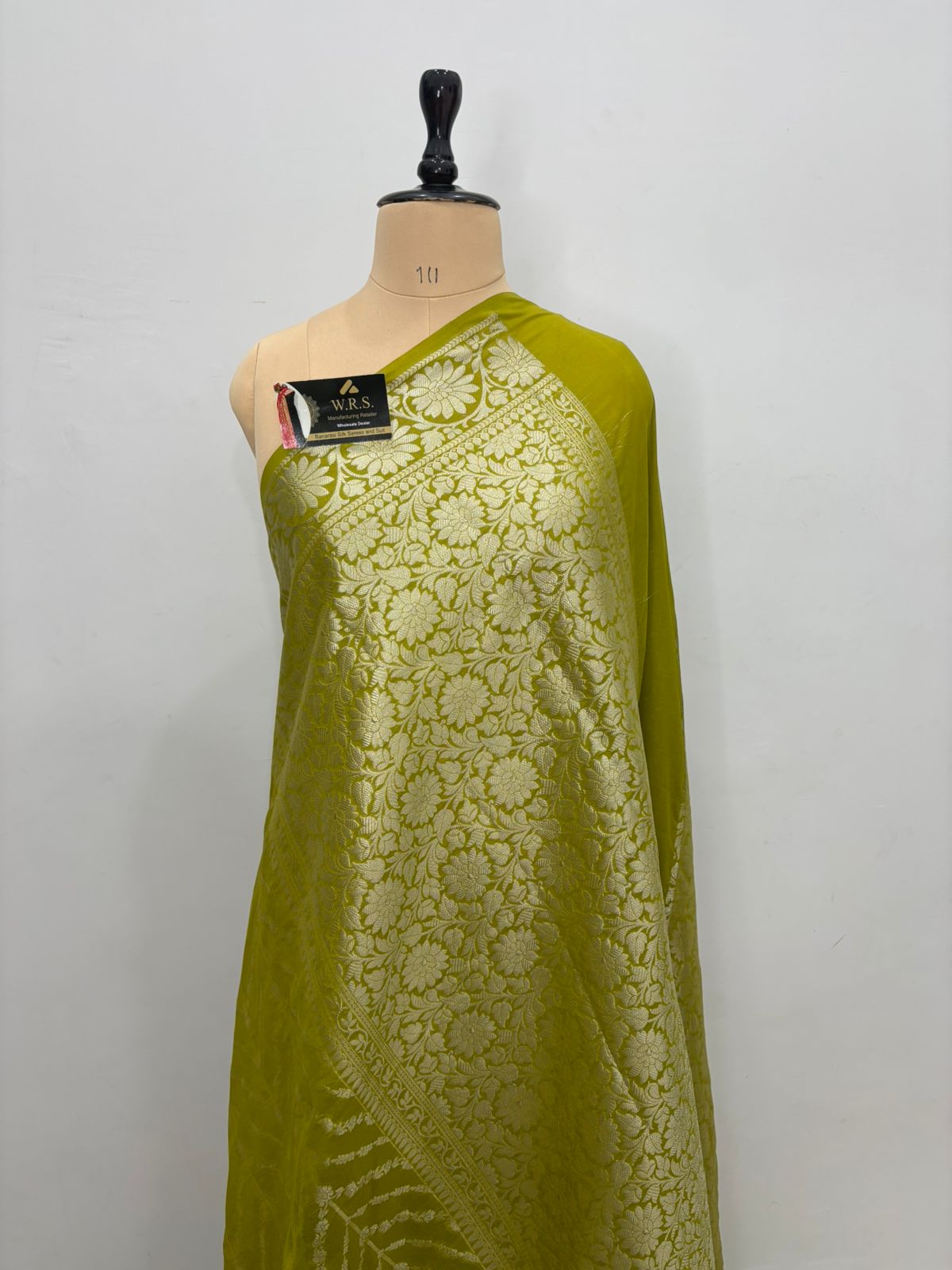 Chiffon banarasi saree gic gec color mehandi