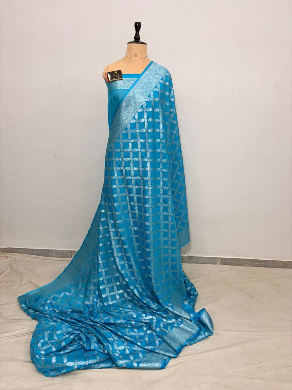 firozi banarasi katan georgutte saree ground jal
