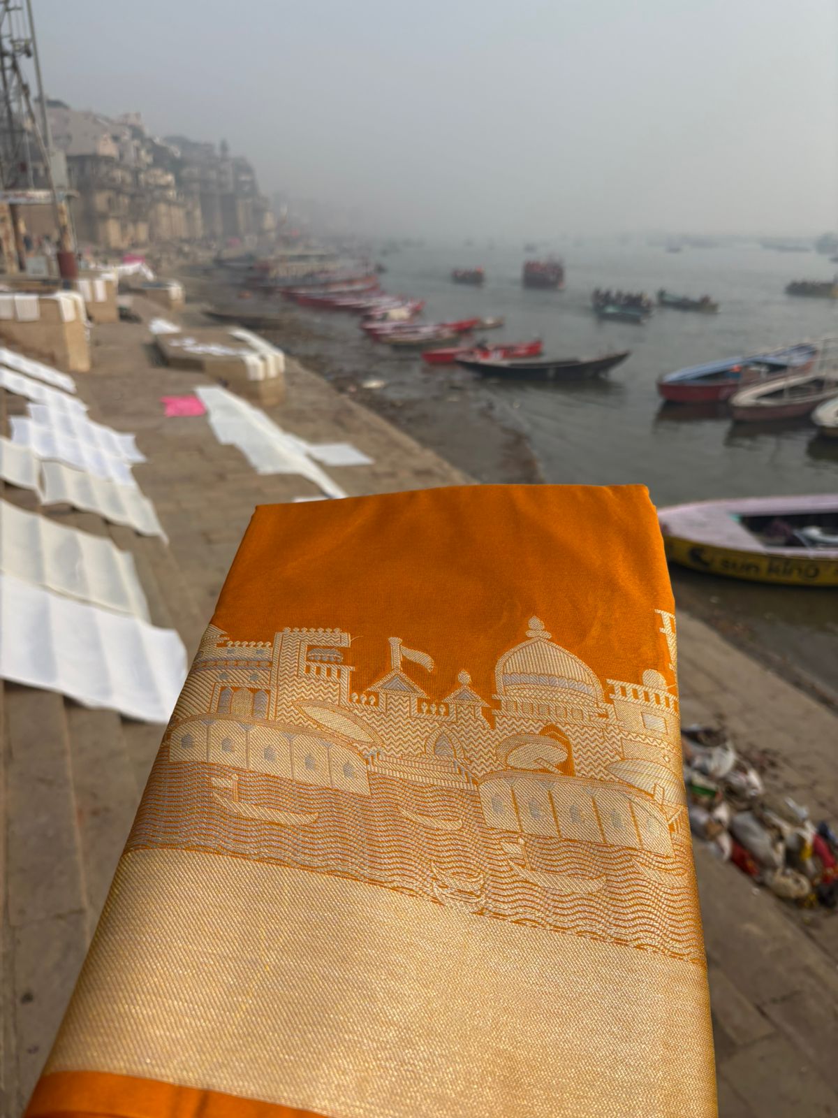 ghat mustard katan silk shine saree