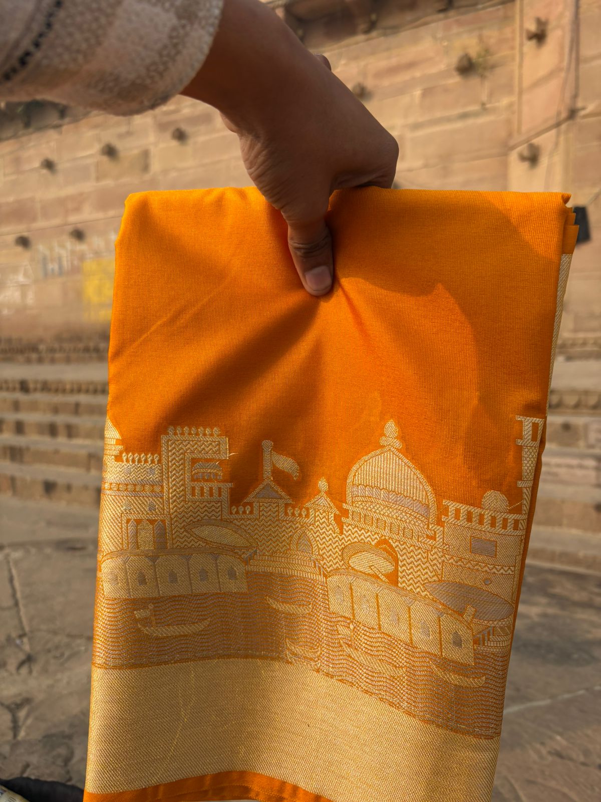 ghat mustard katan silk shine saree