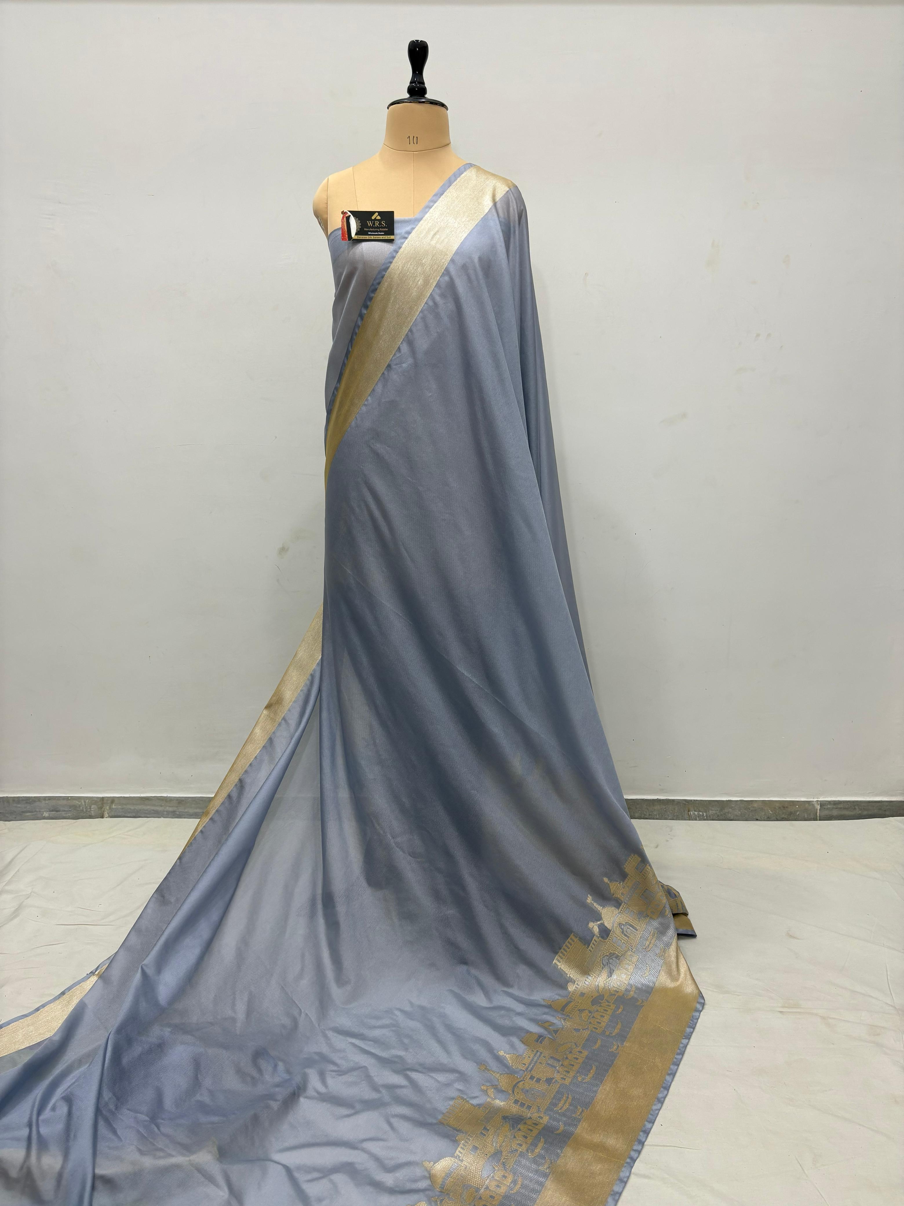grey ghat katan silk shine saree