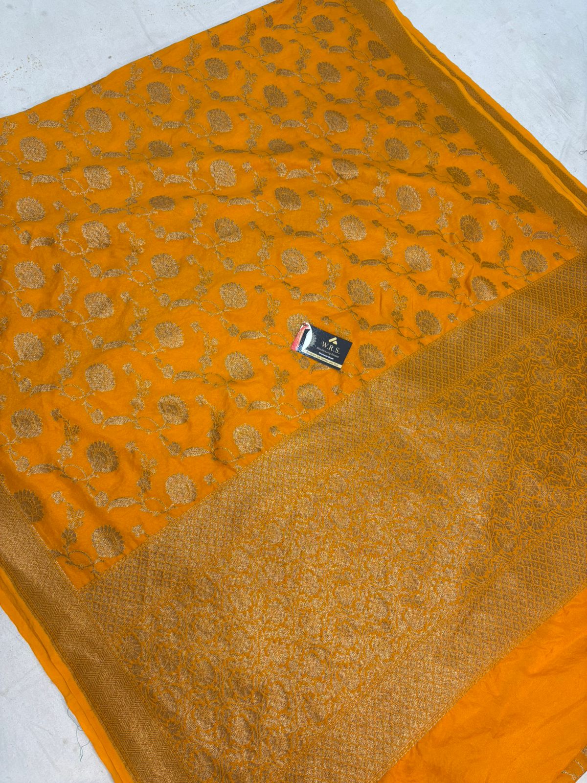 katan georgatte saree color gold jaal