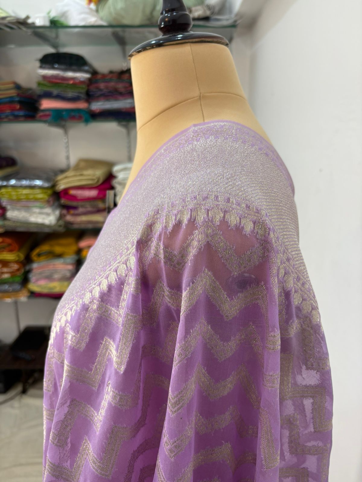 lawander katan silk saree  silver zari