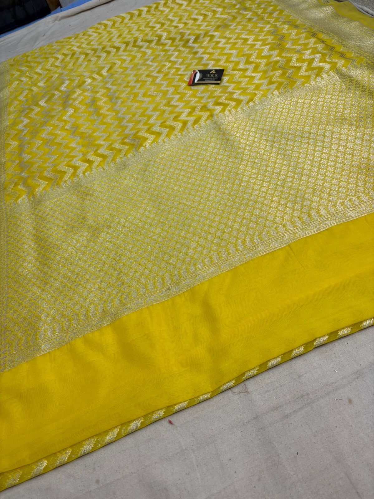 lemon katan  banarasi silk saree silvor zari