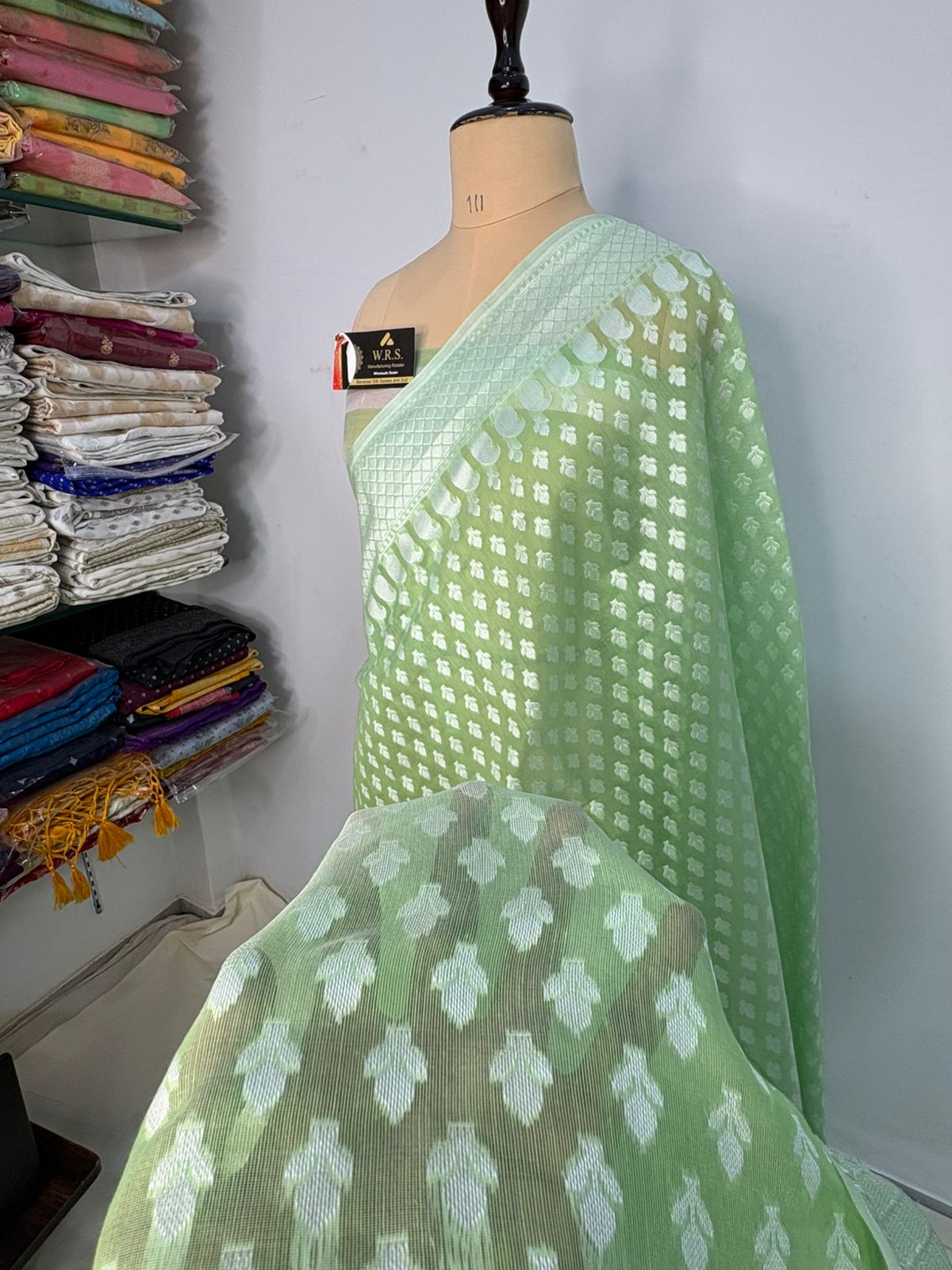 lite pista cotton saree