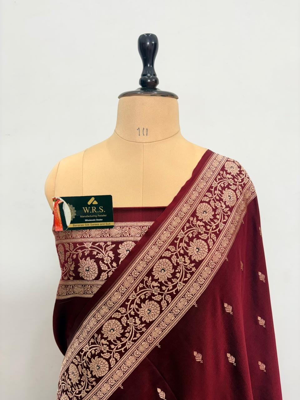 maroon katan buti banasasi silk saree