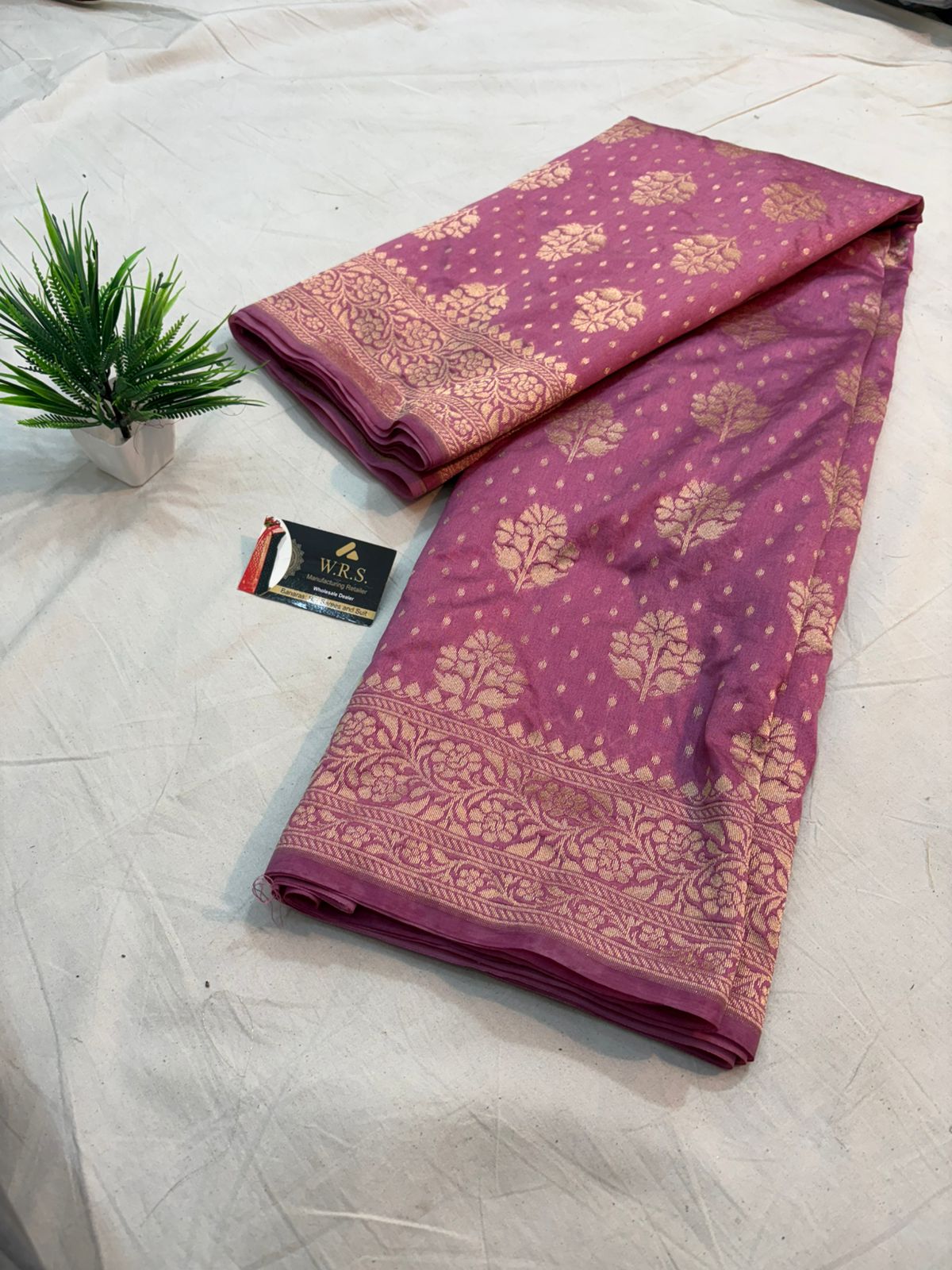 mauve soft dupian saree lite water zari rimjhim boota