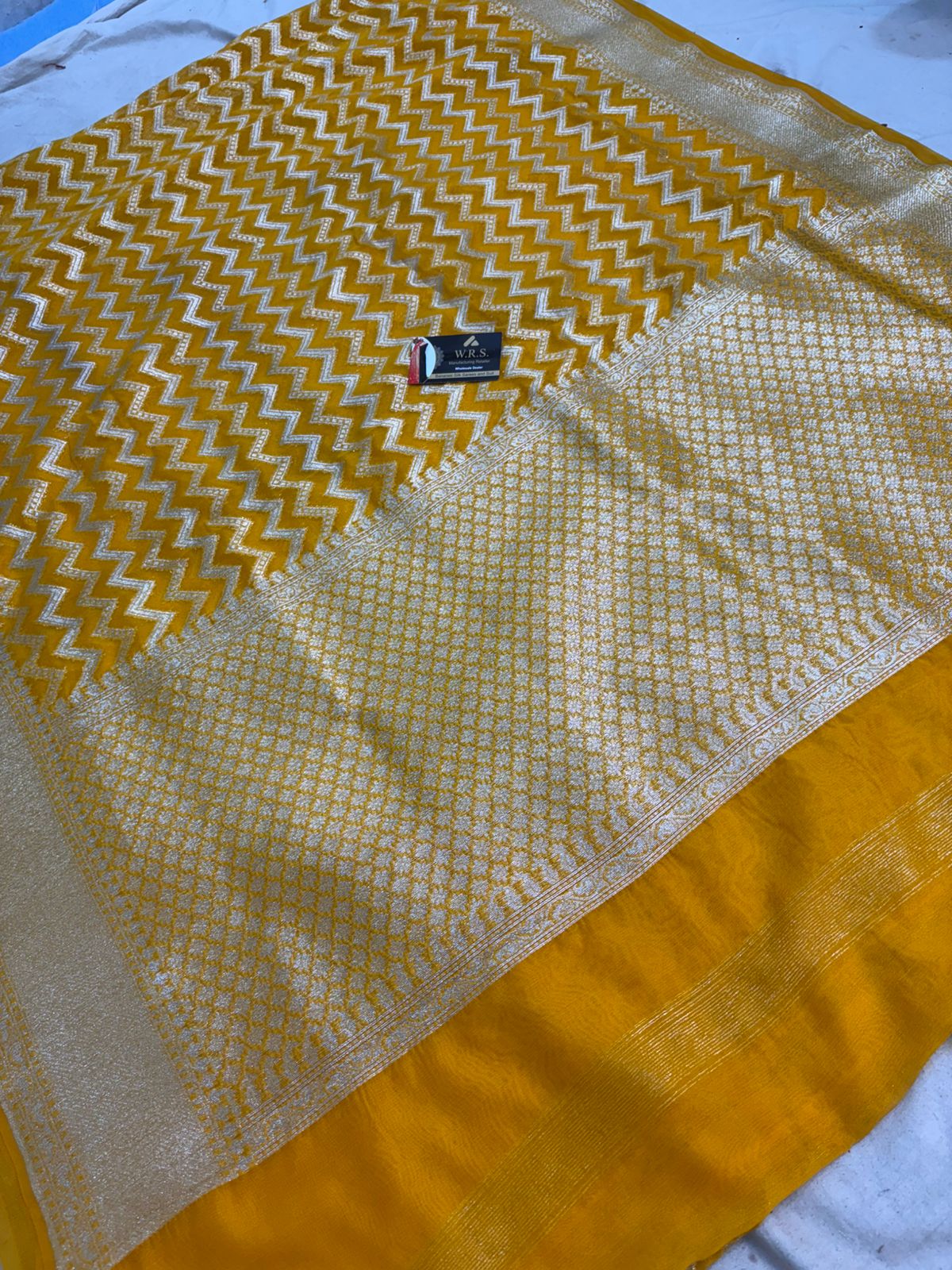 mustard katan banarasi silk saree silver