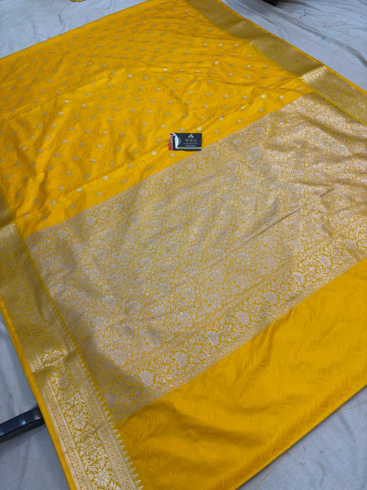 mustard tussar banarasi silk saree water gold zari