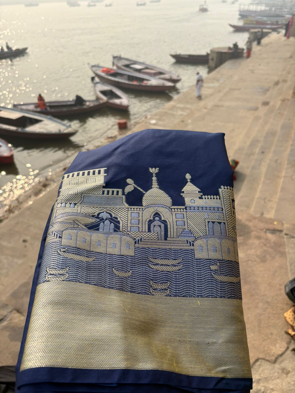 nevy blue ghat katan silk shine saree