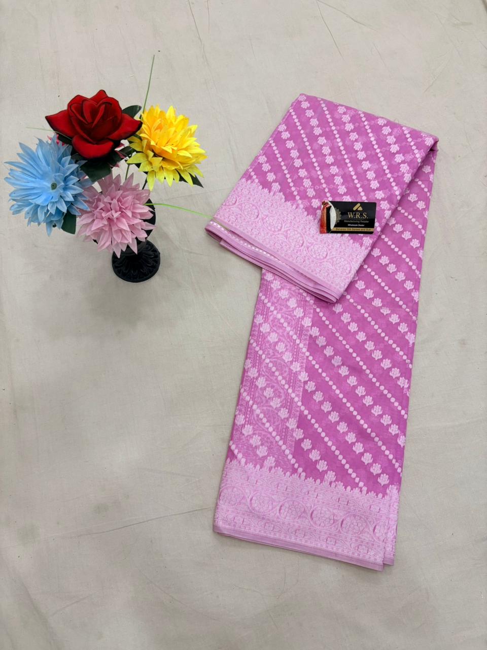 Pink cotton ada buti banarasi soft saree