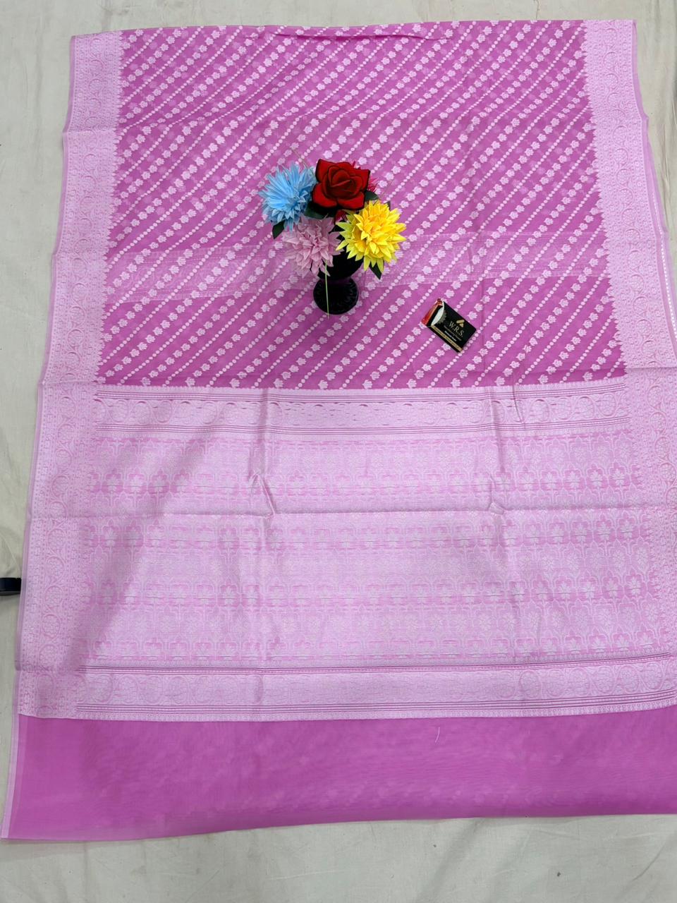 Pink cotton ada buti banarasi soft saree