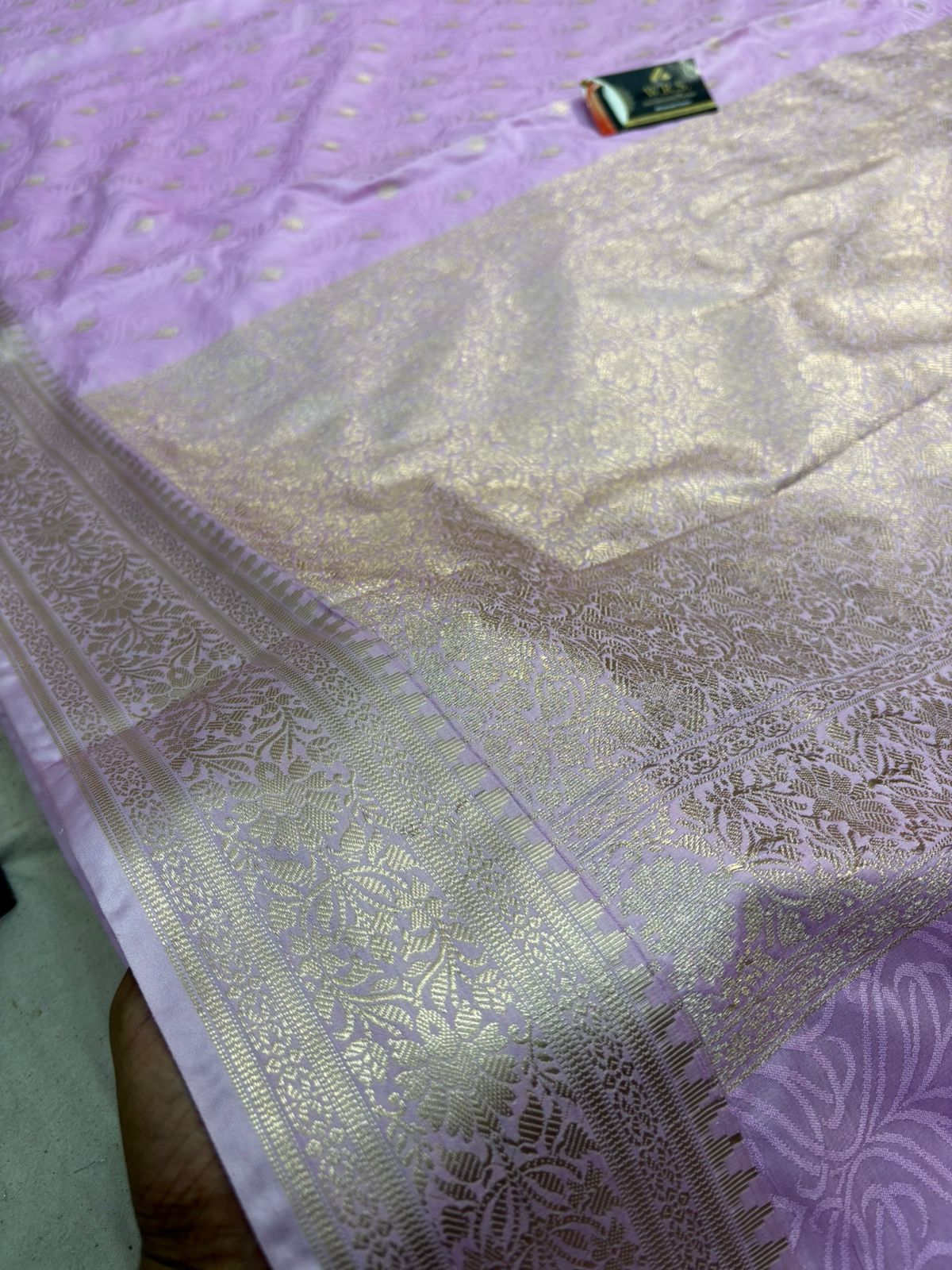 pink tussar banarasi silk saree water gold zari