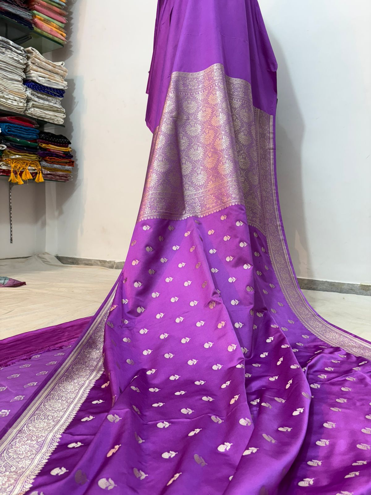 purple mushru banarasi soft saree