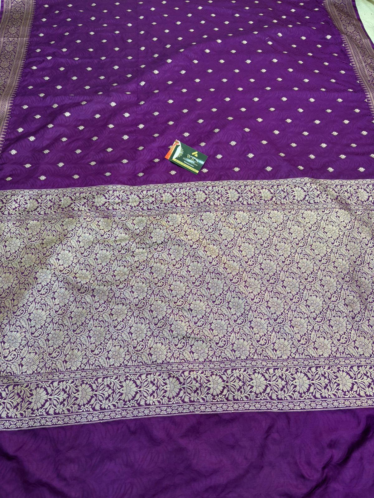 purple tussar banarasi silk saree water zari