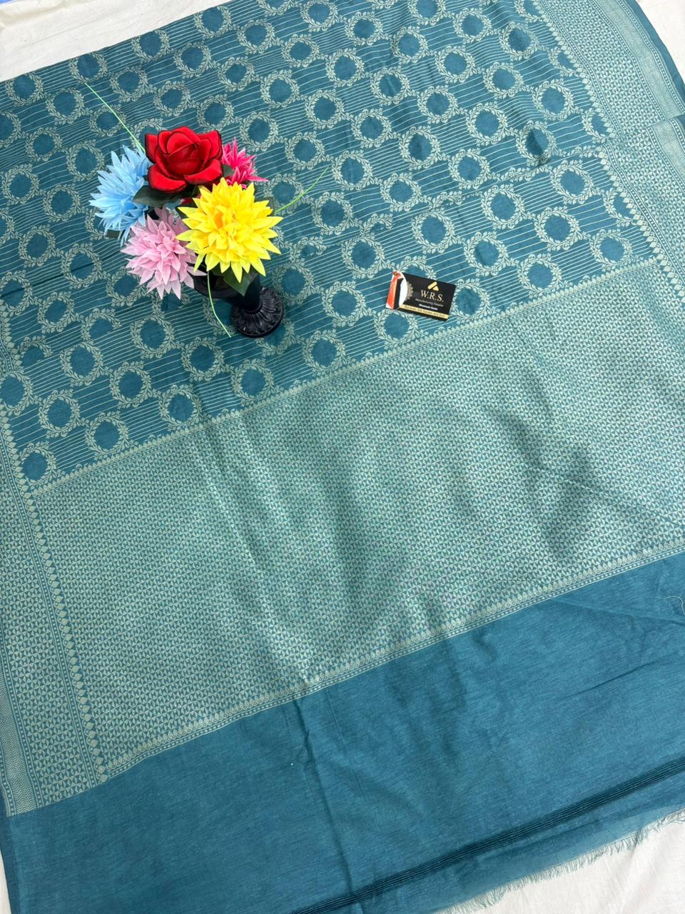 Rama gree katan viscous banarasi silk saree jal