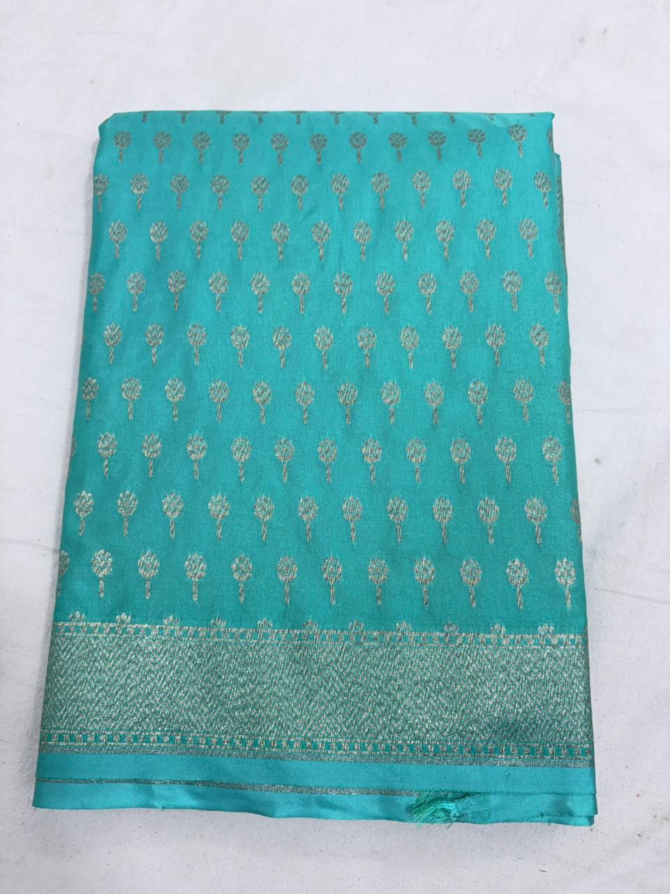 rama green buti katan georgette banarasi silk saree