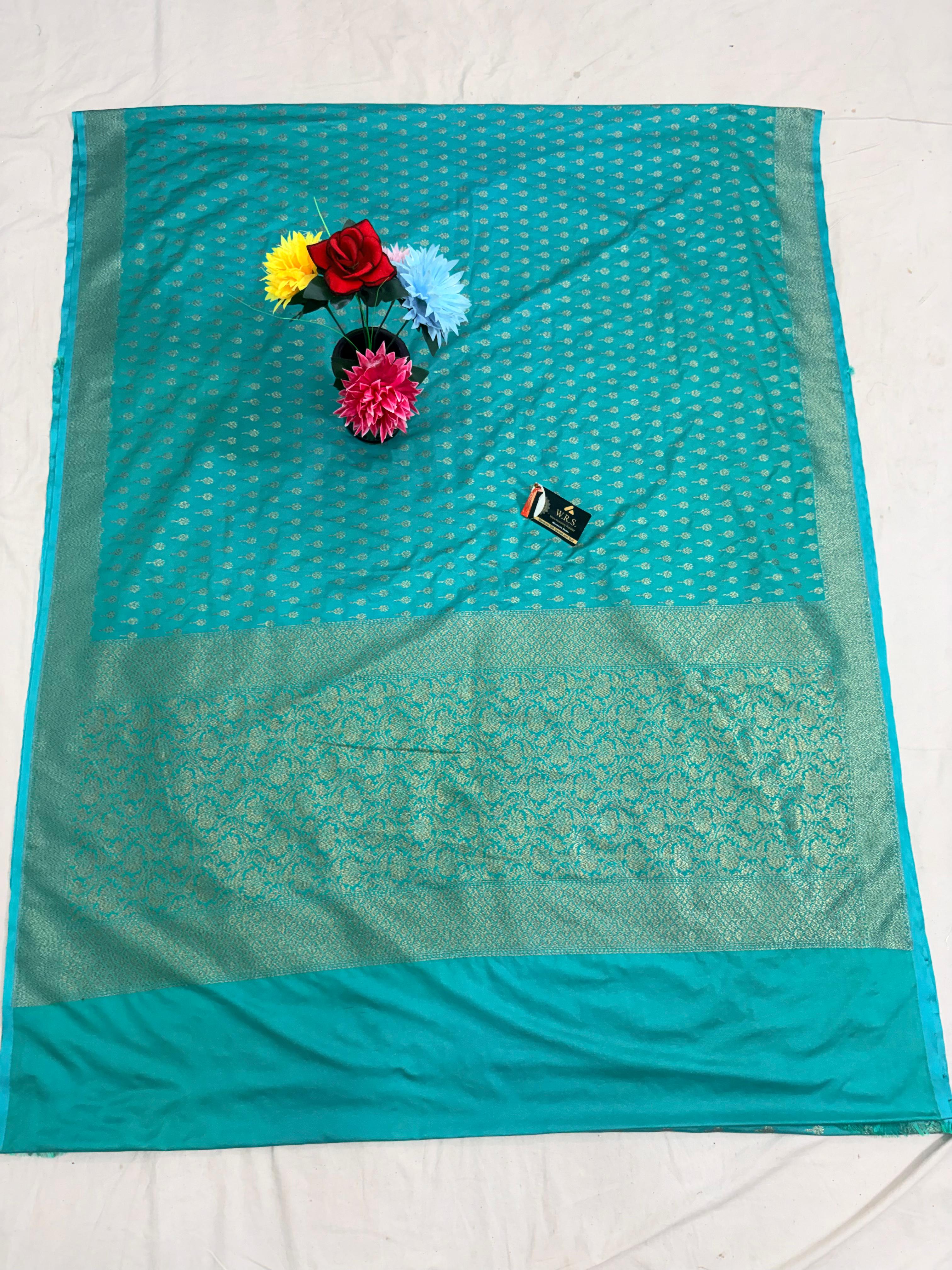 rama green buti katan georgette banarasi silk saree