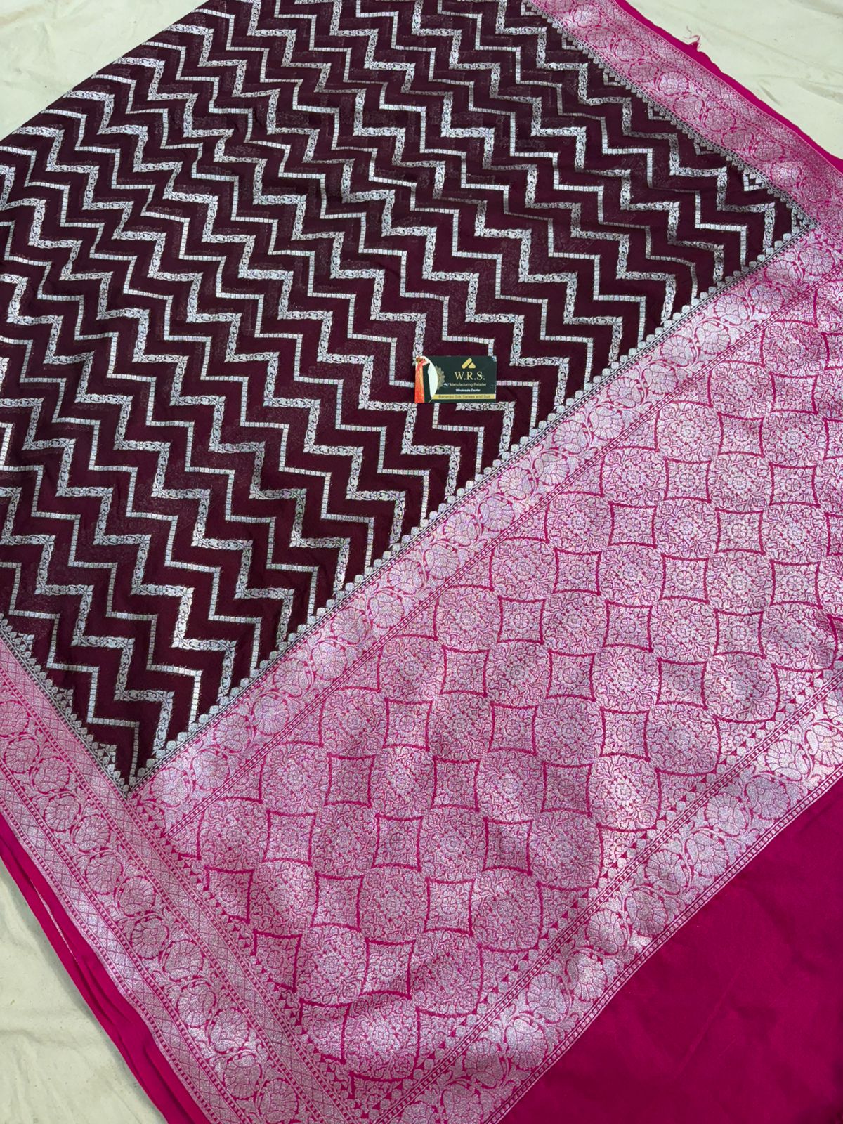 rani brown katan banarasi silk saree silver zari