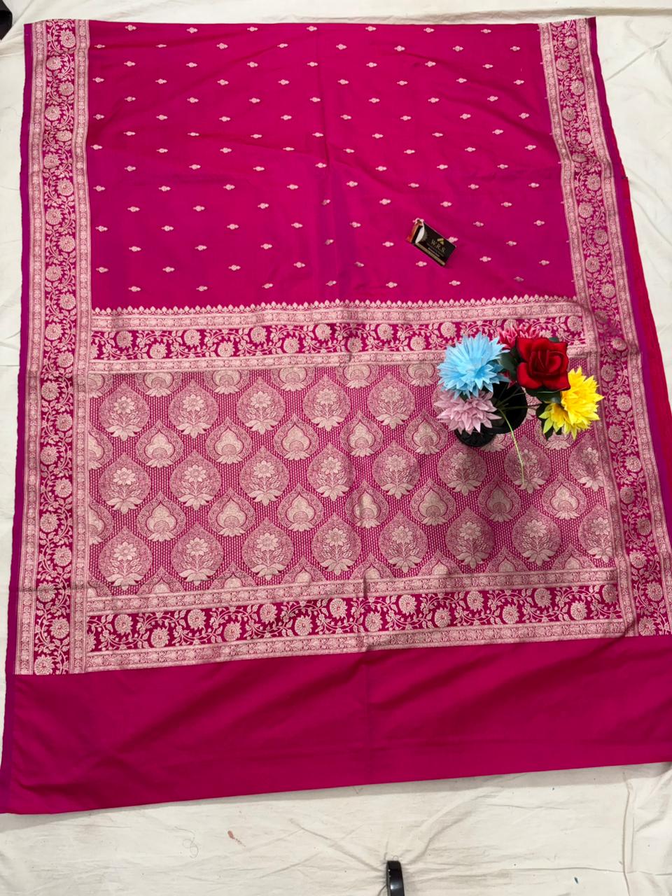 rani katan buti banarasi silk saree