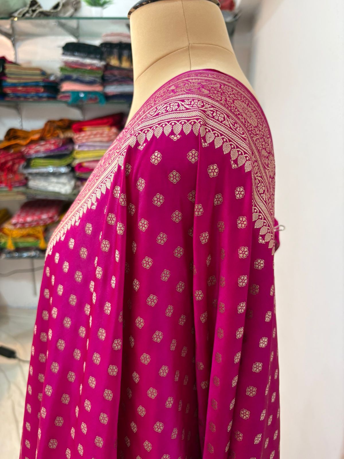 Rani mashru banarasi  silk saree cupper zari