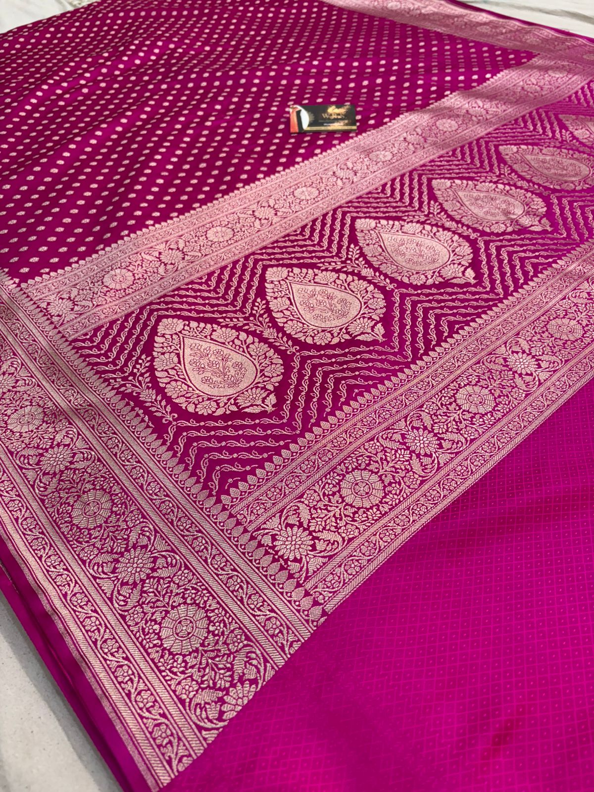 Rani mashru banarasi  silk saree cupper zari