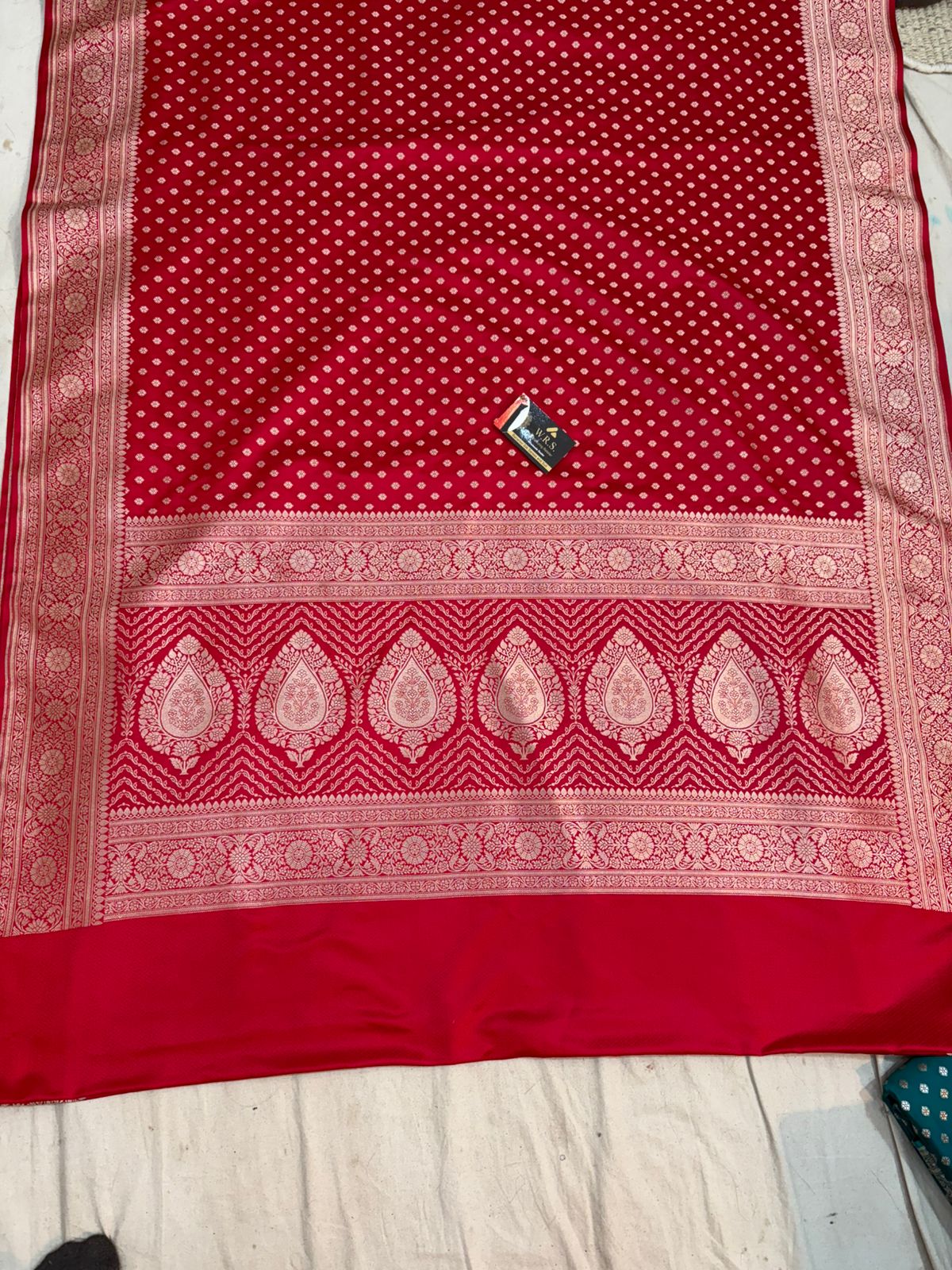 Red  banarasi mashru silk saree copper zari soft