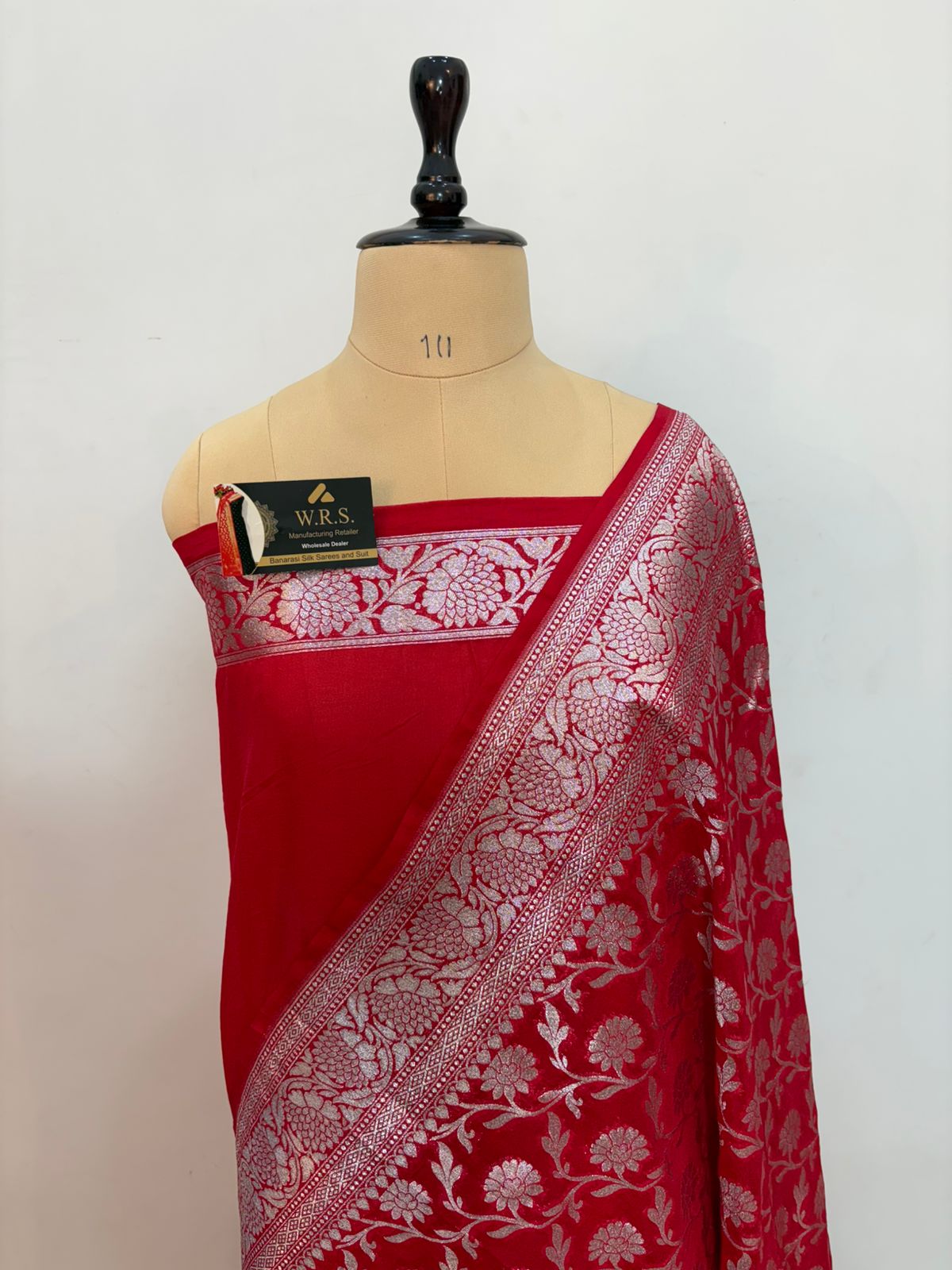 Red katan banarasi silk saree jal kalna aanchal silver zari