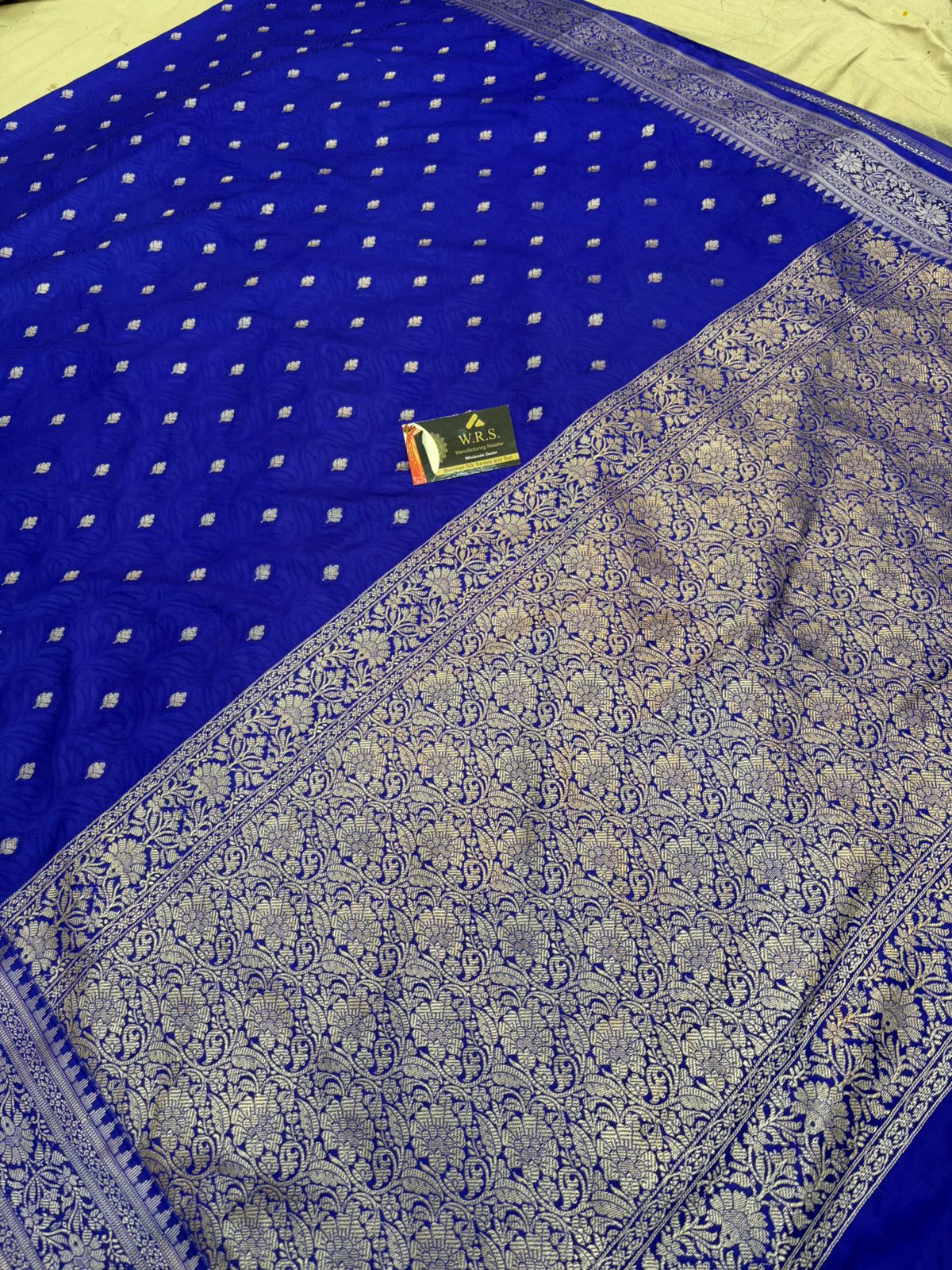 Royal blue tussar katan banarasi silk saree lite gold zari