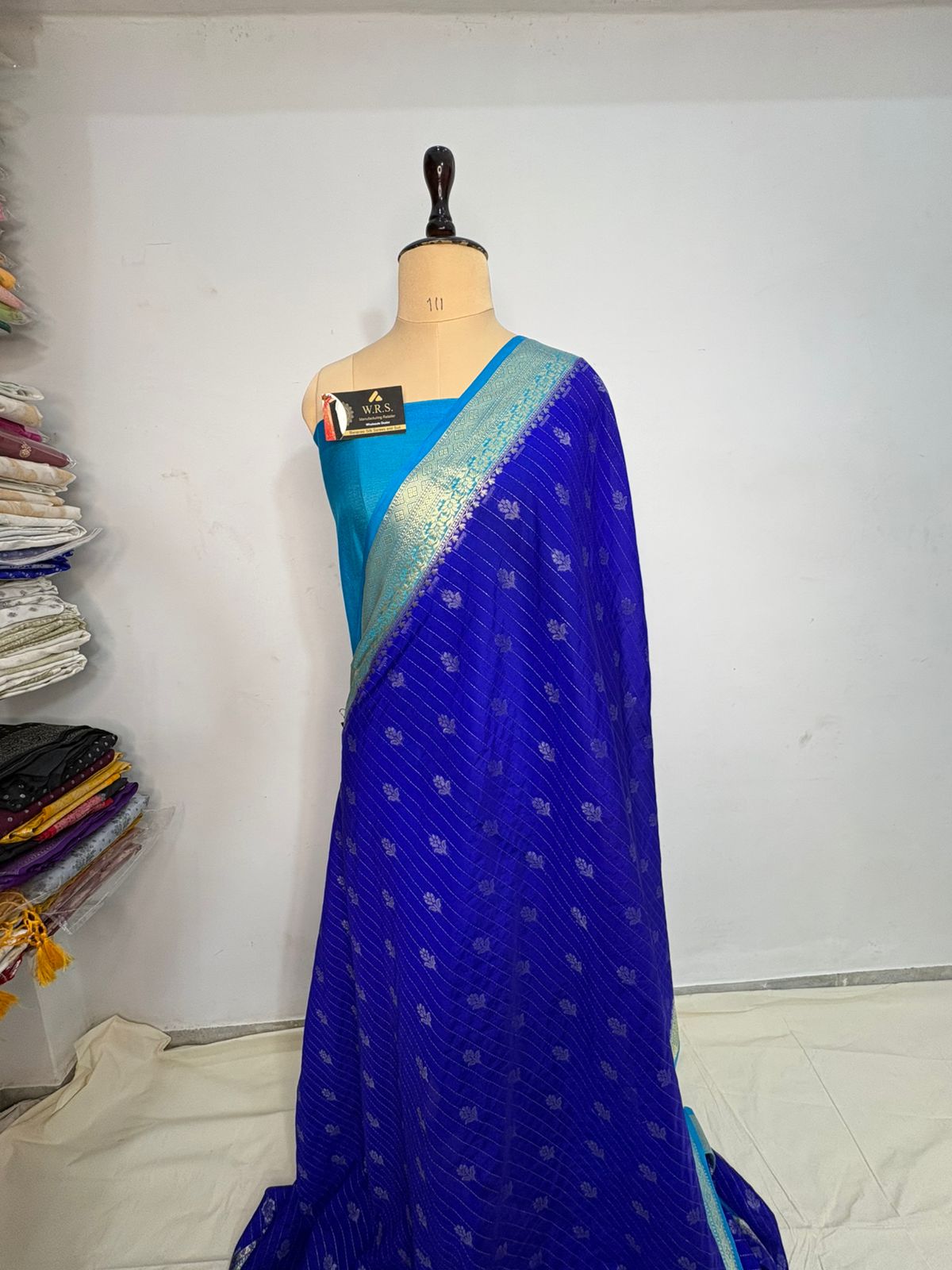 royal firozi katan silk saree lite water zari