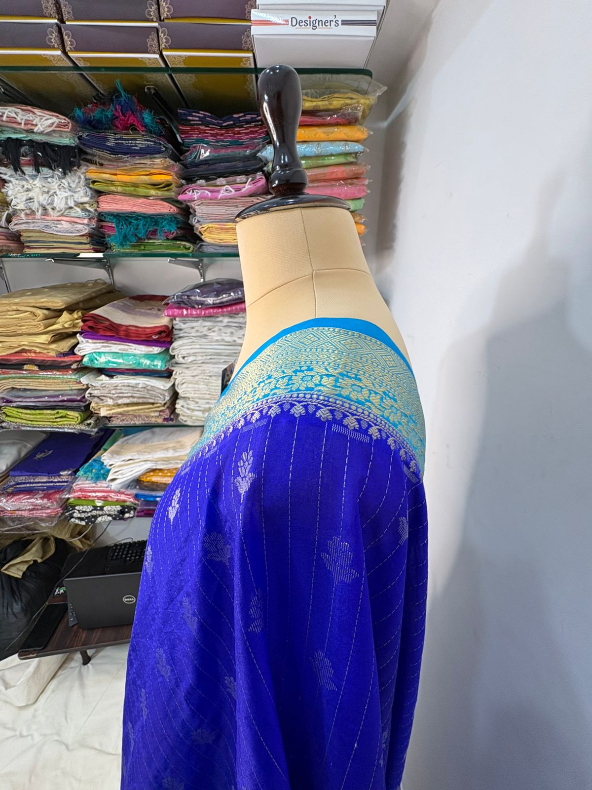 royal firozi katan silk saree lite water zari