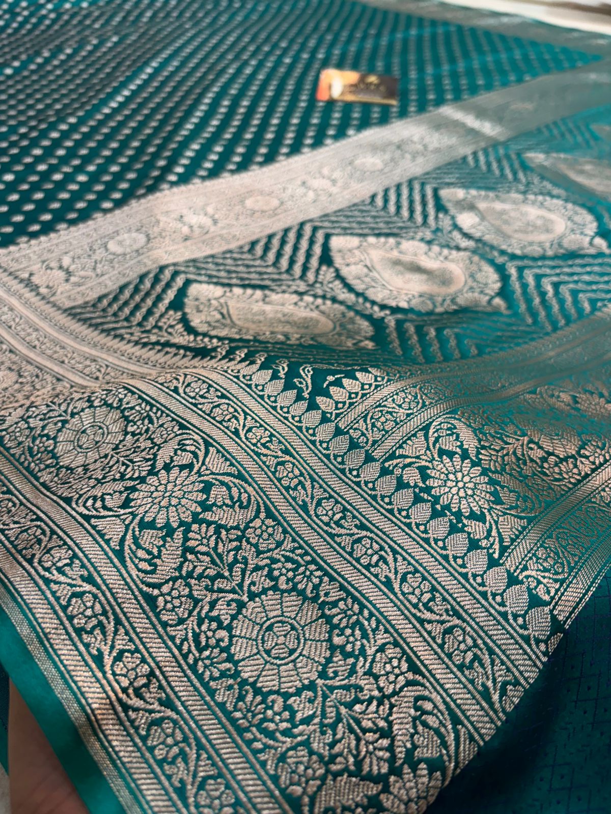 Safaya banarasi mashru silk saree copper zari