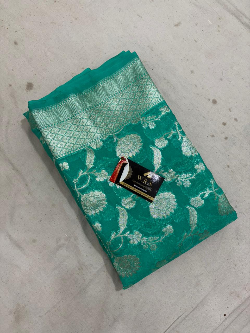 sea green banarasi saree