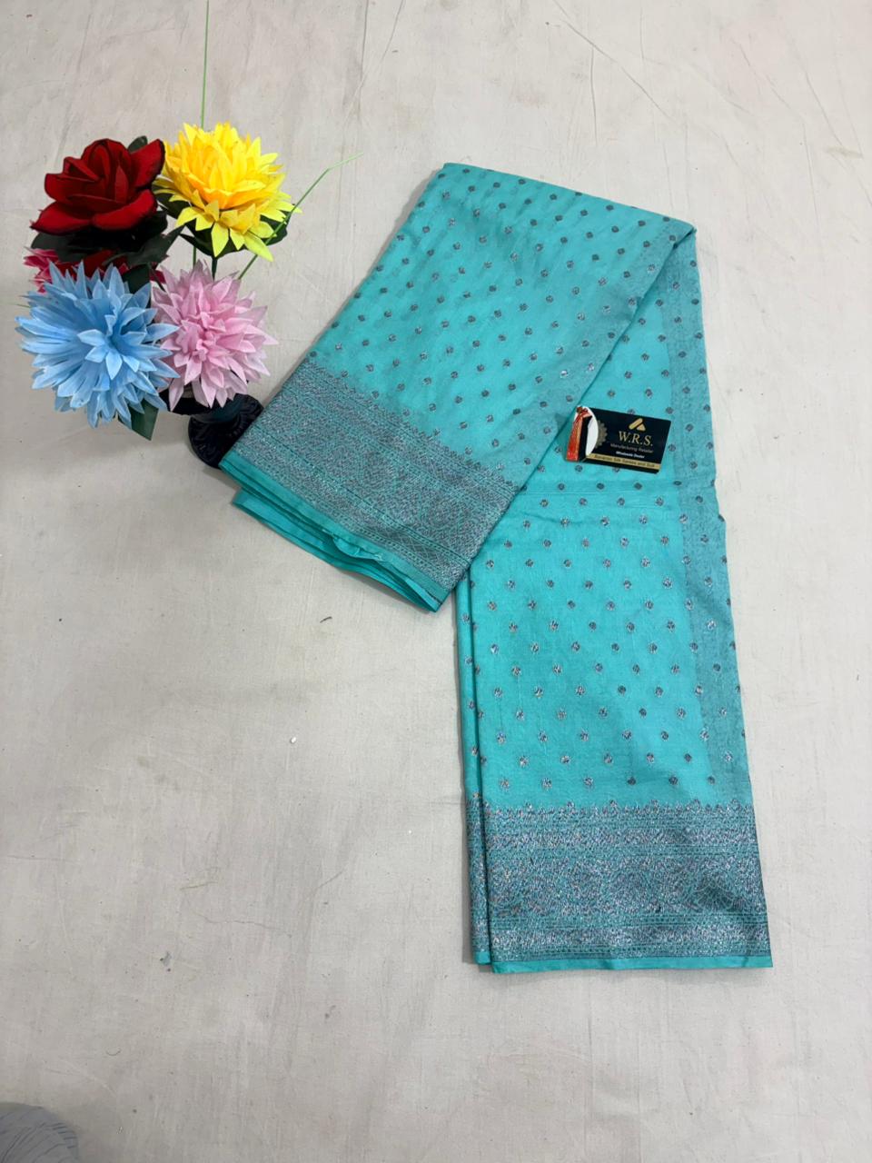 sea green katan georgette banarasi silk saree