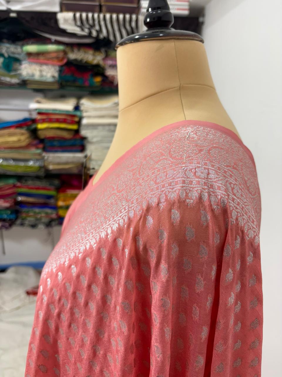 stawberry booti banarasi cotton soft saree